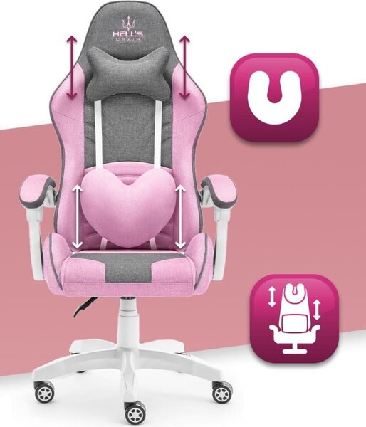 Scaun de gaming Rainbow Pink Gray Mesh