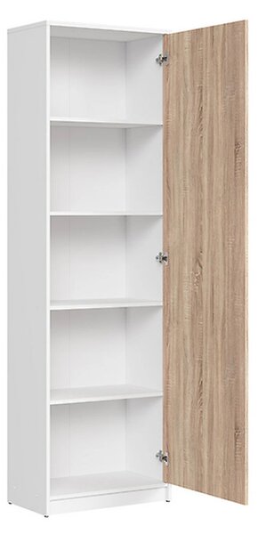 Dulap NEPO PLUS, alb/stejar sonoma, PAL, cu o usa, 60x34x197 cm