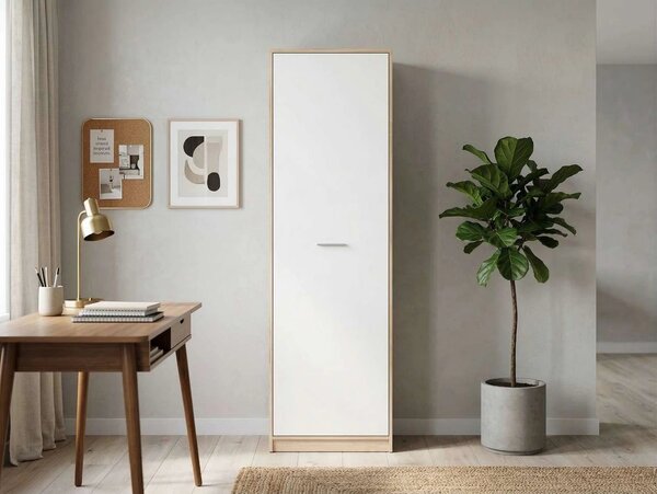 Dulap NEPO PLUS, alb/stejar sonoma, PAL, cu o usa, 60x34x197 cm