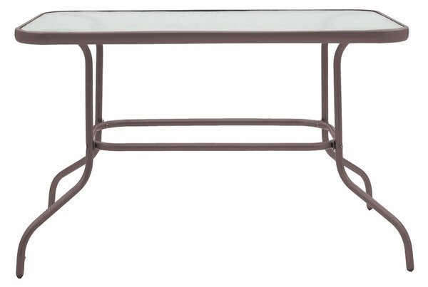 Masă grădină, Pako World, model Valor, metal și sticlă temperată, Maro, 110 x 60 x 70 cm