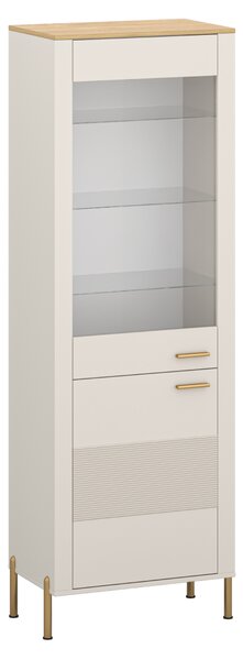 KONDELA Vitrină, caşmir/stejar de piatră, RUNOL 1D1W