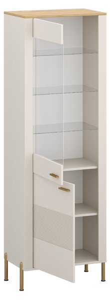 KONDELA Vitrină, caşmir/stejar de piatră, RUNOL 1D1W