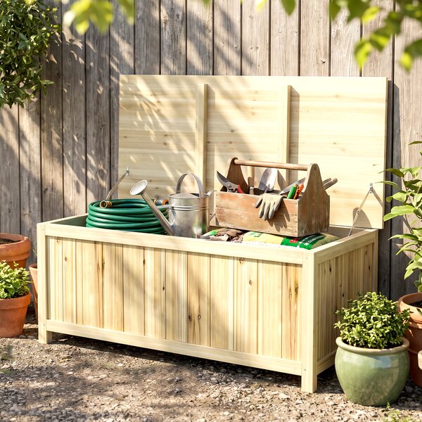 Outsunny Cutie de Depozitare pentru Exterior de 172 Litri, Ideală pentru Terasă, Design din Lemn, Rezistentă la Intemperii | Aosom Romania