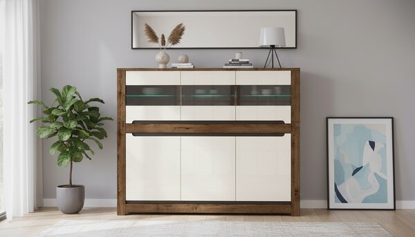 Comoda RUSO KOM3W3D, nuc/bej, PAL, 149x46x121 cm
