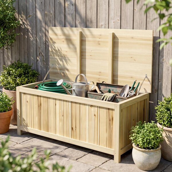 Outsunny Cutie de Depozitare pentru Exterior de 172 Litri, Ideală pentru Terasă, Design din Lemn, Rezistentă la Intemperii | Aosom Romania