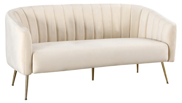 KONDELA Canapea de design cu 3 locuri, ţesătură Velvet bej/gold crom-auriu, BAGY