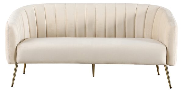 KONDELA Canapea de design cu 3 locuri, ţesătură Velvet bej/gold crom-auriu, BAGY