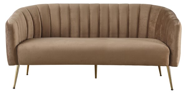KONDELA Canapea de design cu 3 locuri, ţesătură Velvet maro/gold crom-auriu, BAGY