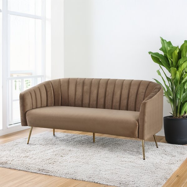 KONDELA Canapea de design cu 3 locuri, ţesătură Velvet maro/gold crom-auriu, BAGY