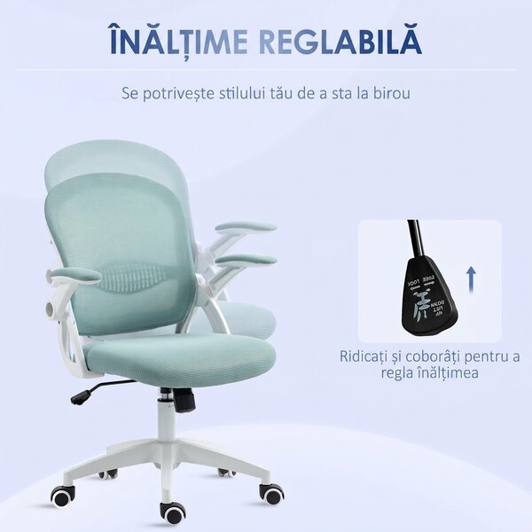 Vinsetto Scaun Birou Ergonomic Albastru Dimensiuni Variabile Suport Lombar Integrat | Aosom Romania