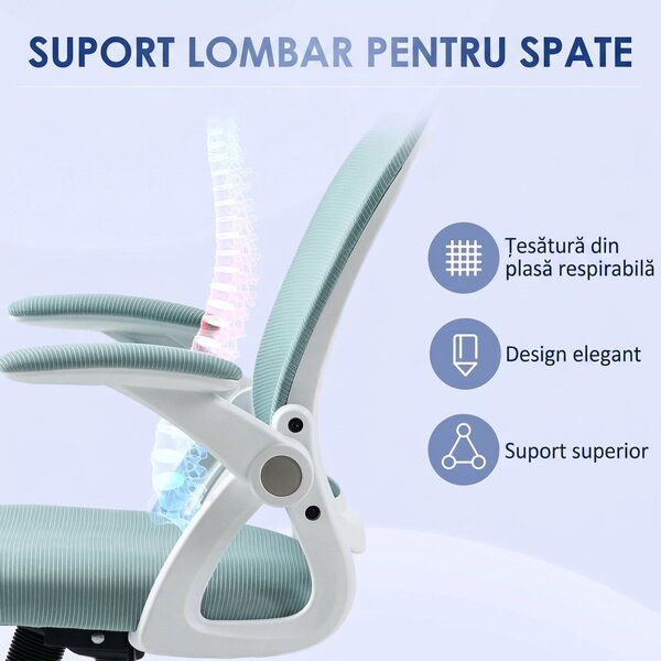 Vinsetto Scaun Birou Ergonomic Albastru Dimensiuni Variabile Suport Lombar Integrat | Aosom Romania