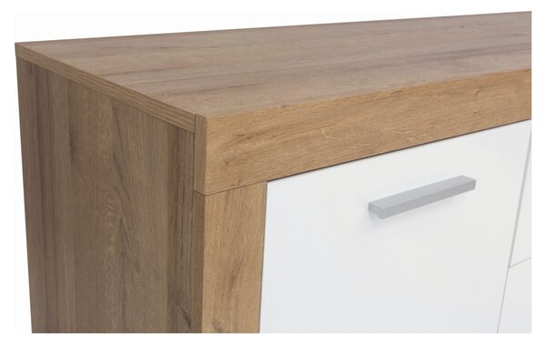 Comoda BALDER KOM2D4S, alb/stejar, PAL, 155x39x88 cm