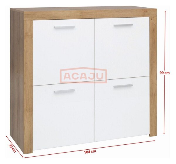 Comoda BALDER KOM4D, alb/stejar, PAL, 104x39x99 cm