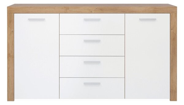Comoda BALDER KOM2D4S, alb/stejar, PAL, 155x39x88 cm