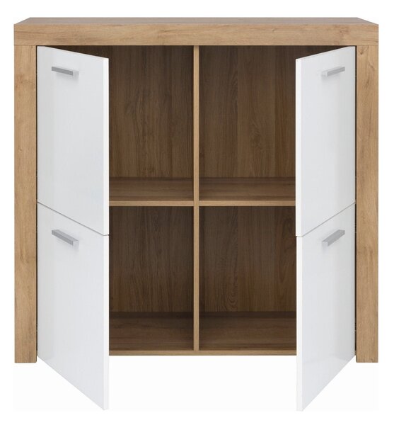 Comoda BALDER KOM4D, alb/stejar, PAL, 104x39x99 cm