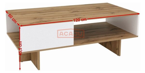 Masuta cafea Zele, stejar wotan/alb, PAL, 120X60X46 cm
