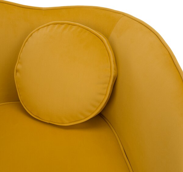 KONDELA Fotoliu de design, ţesătură Velvet galbenă/gold crom auriu, EZIO