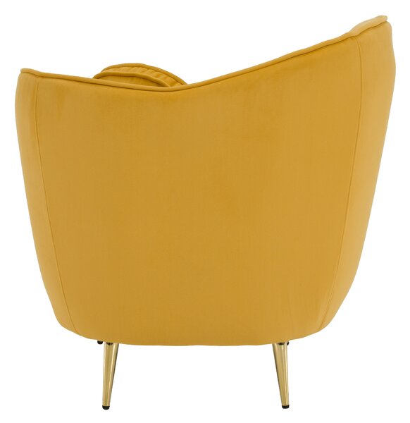 KONDELA Fotoliu de design, ţesătură Velvet galbenă/gold crom auriu, EZIO