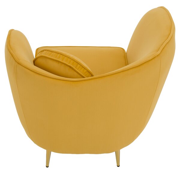 KONDELA Fotoliu de design, ţesătură Velvet galbenă/gold crom auriu, EZIO