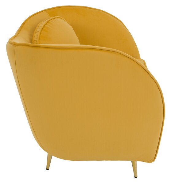 KONDELA Fotoliu de design, ţesătură Velvet galbenă/gold crom auriu, EZIO