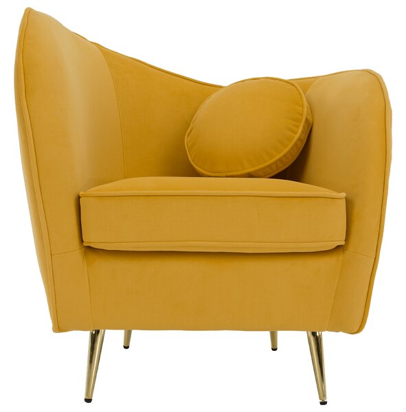 KONDELA Fotoliu de design, ţesătură Velvet galbenă/gold crom auriu, EZIO