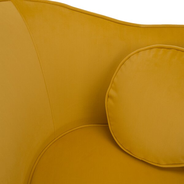 KONDELA Fotoliu de design, ţesătură Velvet galbenă/gold crom auriu, EZIO