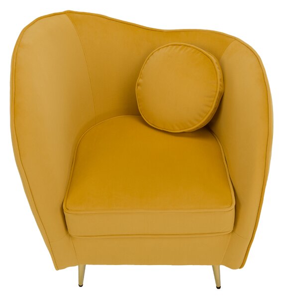 KONDELA Fotoliu de design, ţesătură Velvet galbenă/gold crom auriu, EZIO