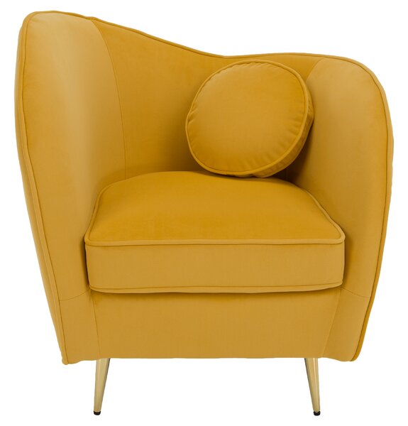 KONDELA Fotoliu de design, ţesătură Velvet galbenă/gold crom auriu, EZIO