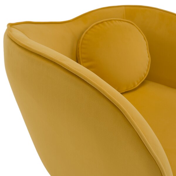 KONDELA Fotoliu de design, ţesătură Velvet galbenă/gold crom auriu, EZIO
