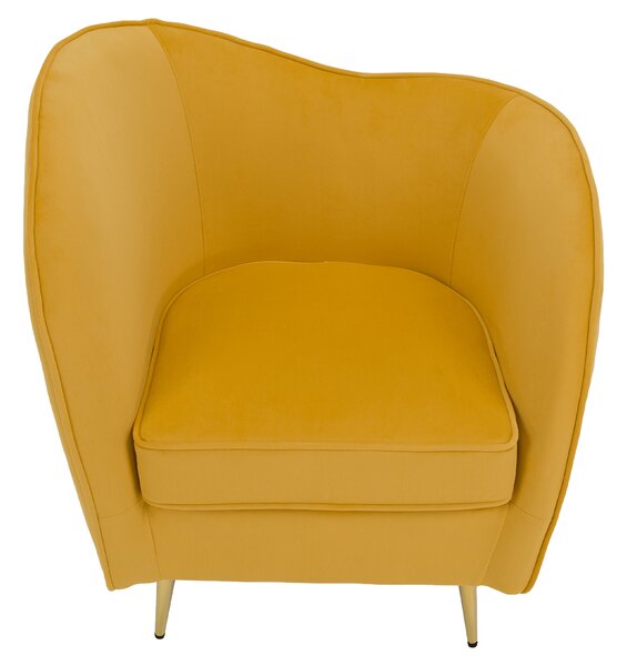 KONDELA Fotoliu de design, ţesătură Velvet galbenă/gold crom auriu, EZIO