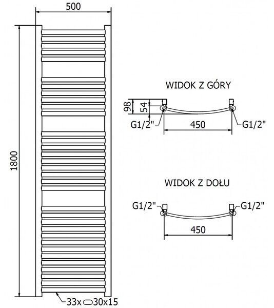 Mexen Helios, element electric de încălzire 1800 x 500 mm, 900 W, auriu lucios, W103-1800-500-2900-50