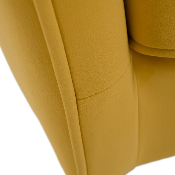 KONDELA Fotoliu de design, ţesătură Velvet galbenă/gold crom auriu, EZIO