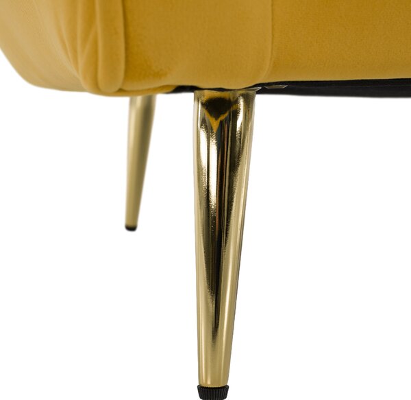 KONDELA Fotoliu de design, ţesătură Velvet galbenă/gold crom auriu, EZIO