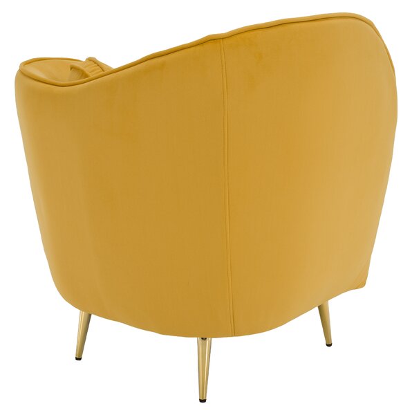 KONDELA Fotoliu de design, ţesătură Velvet galbenă/gold crom auriu, EZIO