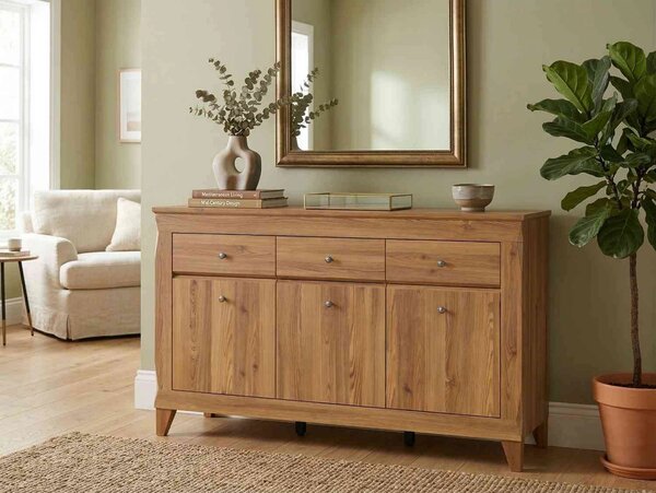 Comoda BERGEN KOM3D3S, stejar auriu, PAL, 156x47x98 cm
