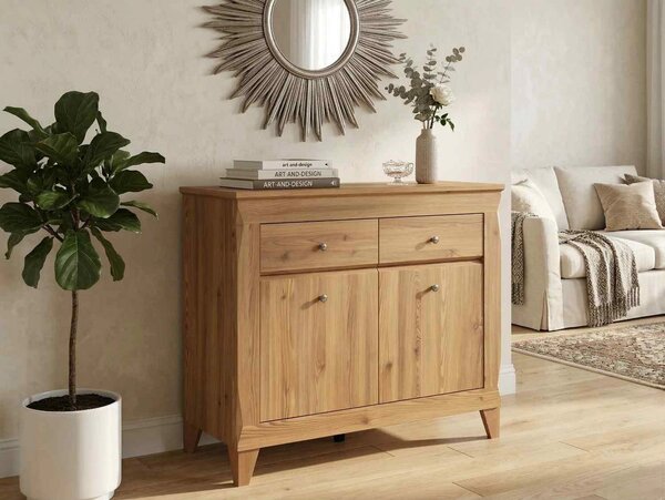 Comoda BERGEN KOM2D2S, stejar auriu, PAL, 110x47x98 cm