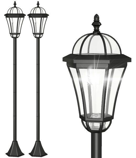 Outsunny Set 2 Lampi Solare de Gradina, Lumini de Exterior Solare cu 2 LED, Aprindere Automata si Durata 6 Ore, Negru | Aosom Romania