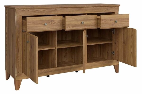 Comoda BERGEN KOM3D3S, stejar auriu, PAL, 156x47x98 cm