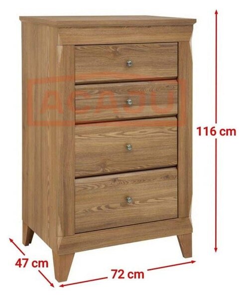 Comoda BERGEN KOM4S, stejar auriu, PAL, 72x47x116 cm