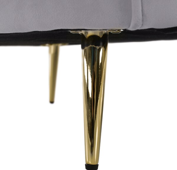 KONDELA Canapea de design cu 2 locuri, ţesătură Velvet gri/gold crom auriu, EZIO TYP 2