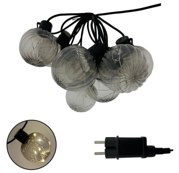 Ghirlandă luminoasă LED decorativă pentru exterior 10xLED/0,15W/230V 6,8 m IP44 negru/fumuriu
