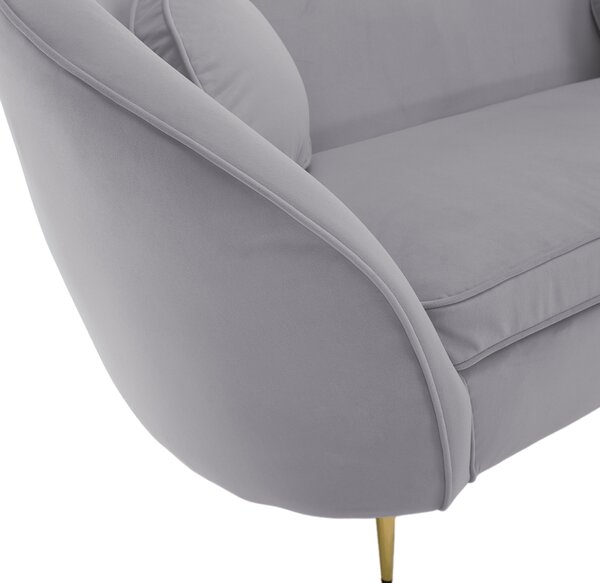 KONDELA Canapea de design cu 2 locuri, ţesătură Velvet gri/gold crom auriu, EZIO TYP 2