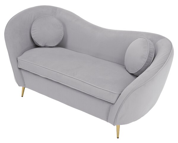 KONDELA Canapea de design cu 2 locuri, ţesătură Velvet gri/gold crom auriu, EZIO TYP 2