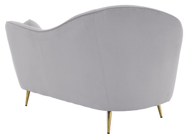KONDELA Canapea de design cu 2 locuri, ţesătură Velvet gri/gold crom auriu, EZIO TYP 2