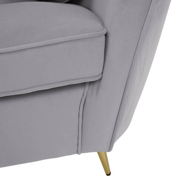 KONDELA Canapea de design cu 2 locuri, ţesătură Velvet gri/gold crom auriu, EZIO TYP 2
