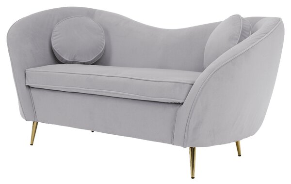 KONDELA Canapea de design cu 2 locuri, ţesătură Velvet gri/gold crom auriu, EZIO TYP 2