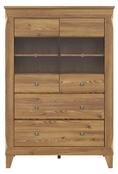 Vitrina BERGEN REG2W2S, stejar, PAL/sticla securizata, 102x47x151 cm