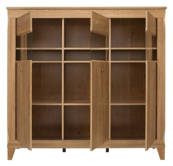 Vitrina BERGEN REG3W, stejar, PAL/sticla securizata, 156x47x151 cm