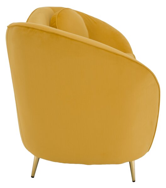 KONDELA Canapea cu 2 locuri de design, ţesătură Velvet galbenă/gold crom auriu, EZIO TYP 2