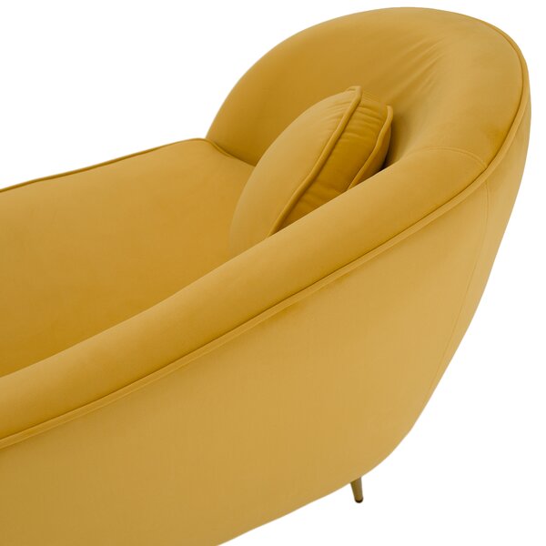 KONDELA Canapea cu 2 locuri de design, ţesătură Velvet galbenă/gold crom auriu, EZIO TYP 2